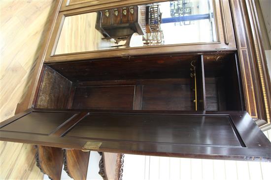 An Edwardian mahogany satinwood crossbanded triple wardrobe, W.6ft 3.5in.